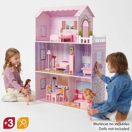 Muñecas Niñas: Casa de Muñecas Woomax de Madera 14 Piezas