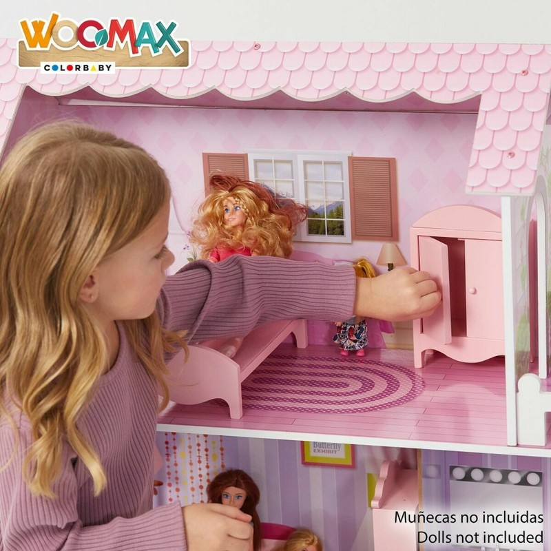 Muñecas Niñas: Casa de Muñecas Woomax de Madera 14 Piezas