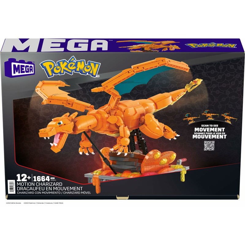 Juguetes Construcción Niños: Mega Construx Motion Charizard 1664 Piezas