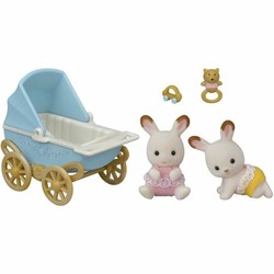 Figuras acción niños Sylvanian Families: Mellizos Conejos Chocolate y Carrito Doble - Compra online en MegaJuguetes 2