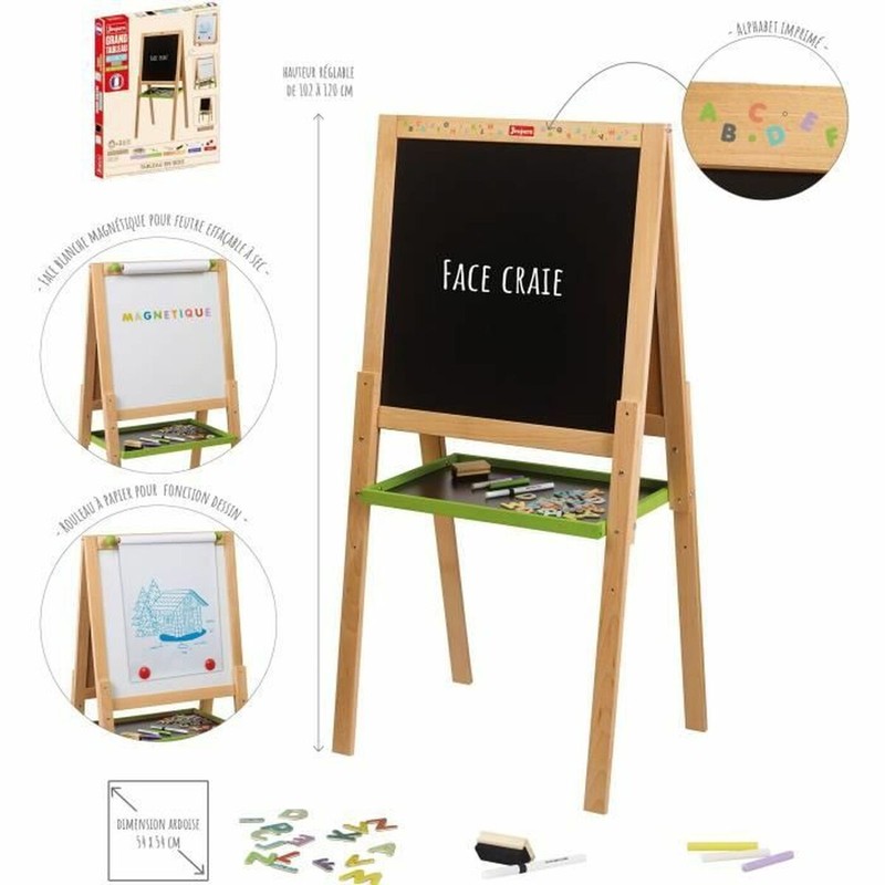Pizarra doble cara niños Jeujura de madera, ideal para el desarrollo creativo