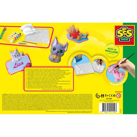 Manualidades Niños SES Creative: Juego de Escayola Perros y Gatos