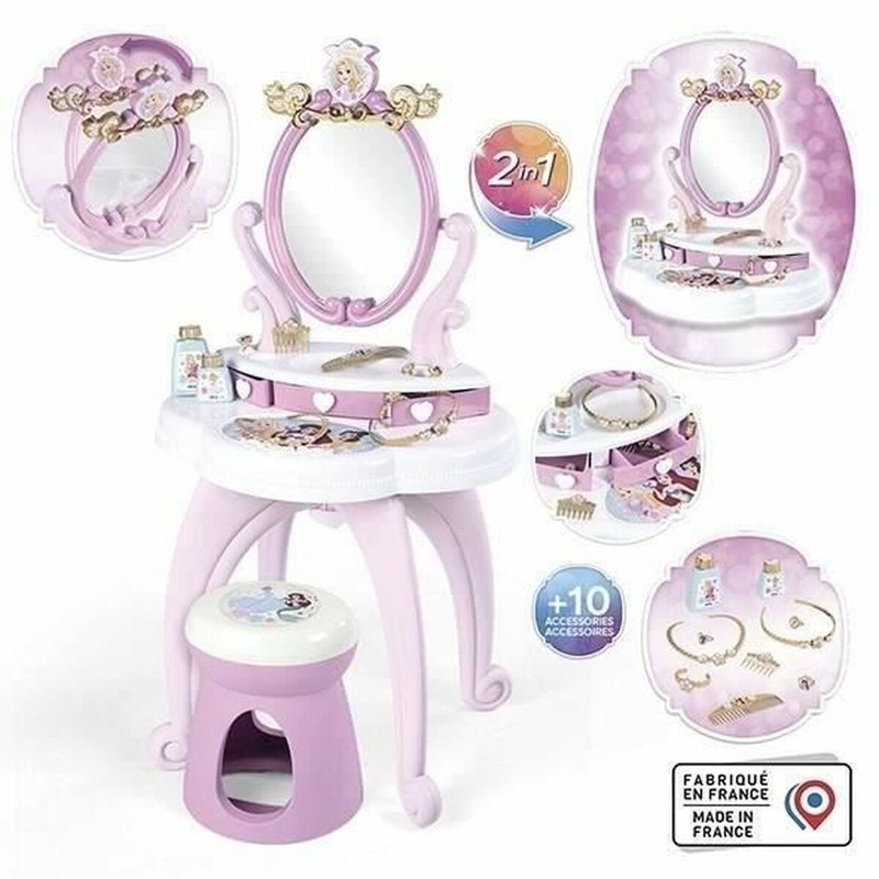 Tocador Infantil Smoby Princess con Banqueta y Accesorios - Compra online en MegaJuguetes