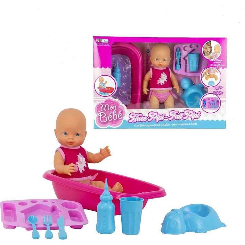 Muñecas Niñas: Muñeca Bebé Pipi con Bañera de BigBuy Fun - Compra online en MegaJuguetes
