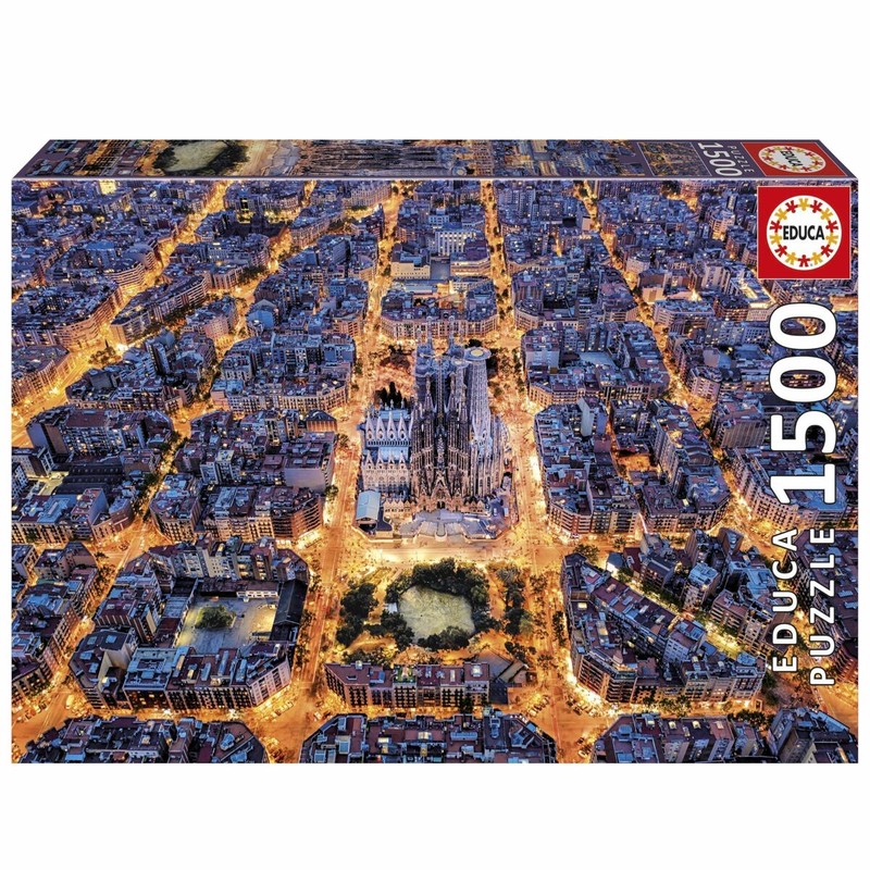 Juguetes Construcción Niños: Puzzle Educa Barcelona 1500 Piezas, vista principal de la ciudad