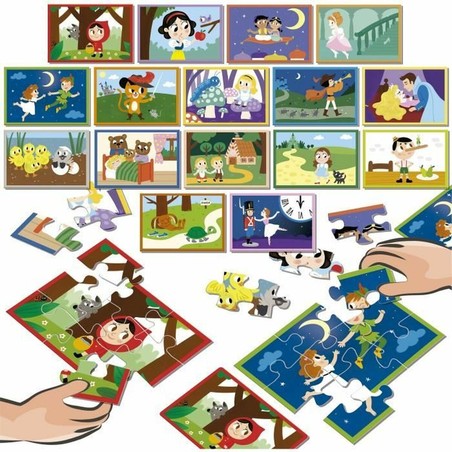 puzzle 16 piezas de cartón resistente con motivos de cuentos