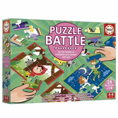 ilustraciones detalladas de personajes de cuentos en puzzle infantil
