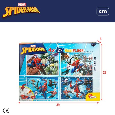 Puzzle Infantil Spider-Man Doble Cara 4 en 1 de 48 Piezas