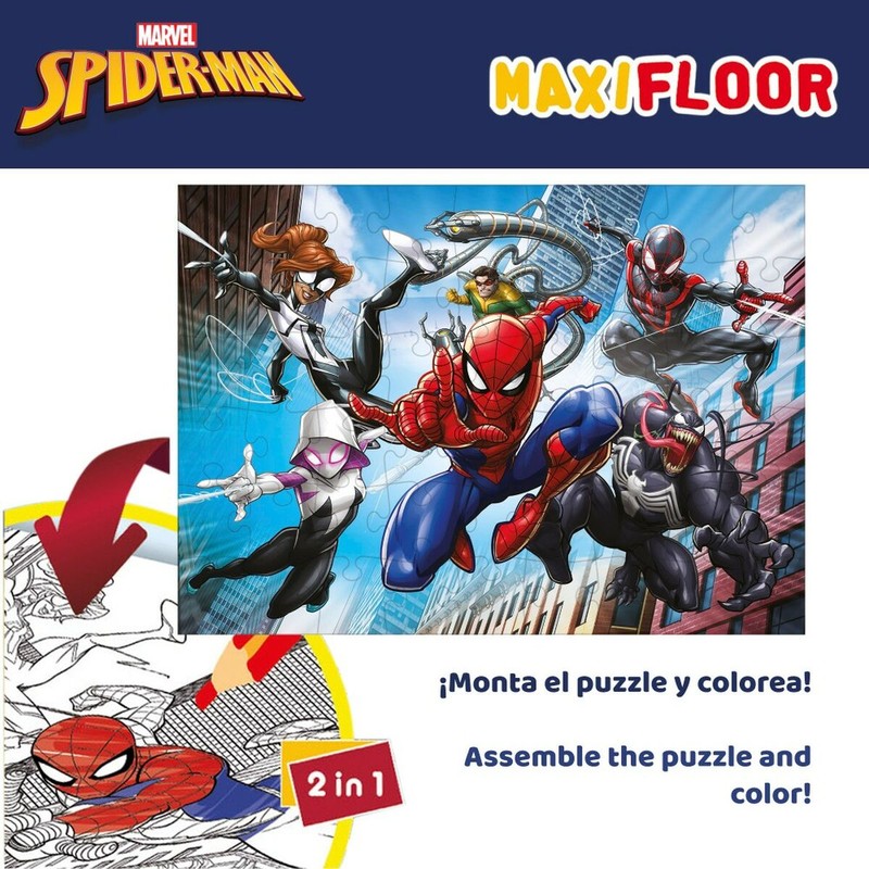 Puzzle Infantil Spider-Man Doble Cara 4 en 1 de 48 Piezas