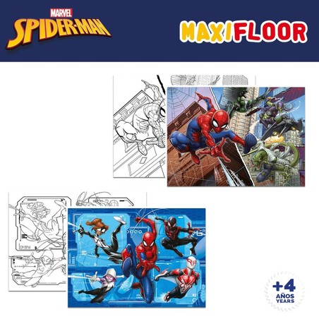 Puzzle Infantil Spider-Man Doble Cara 4 en 1 de 48 Piezas