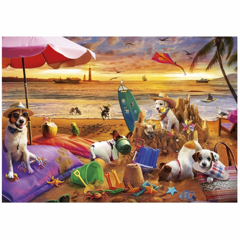 Puzzle playa 1000 piezas, pasatiempo relajante para ocio creativo en casa.