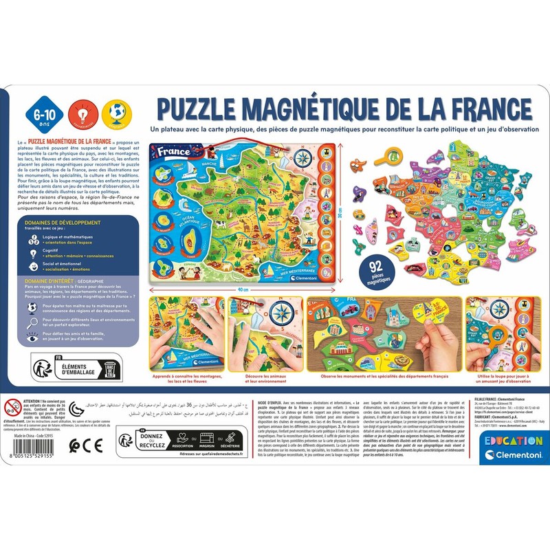 Piezas de cartón resistente para puzzle geografía Francia