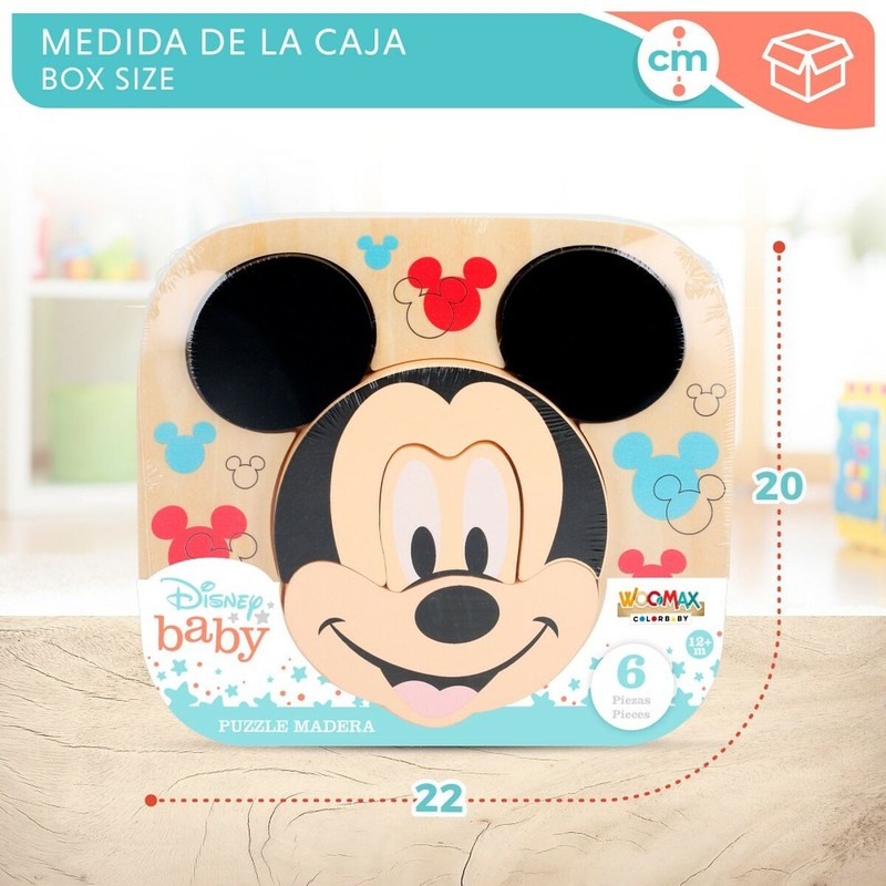 Puzzle Infantil Disney Mickey Mouse de Madera 6 Piezas
