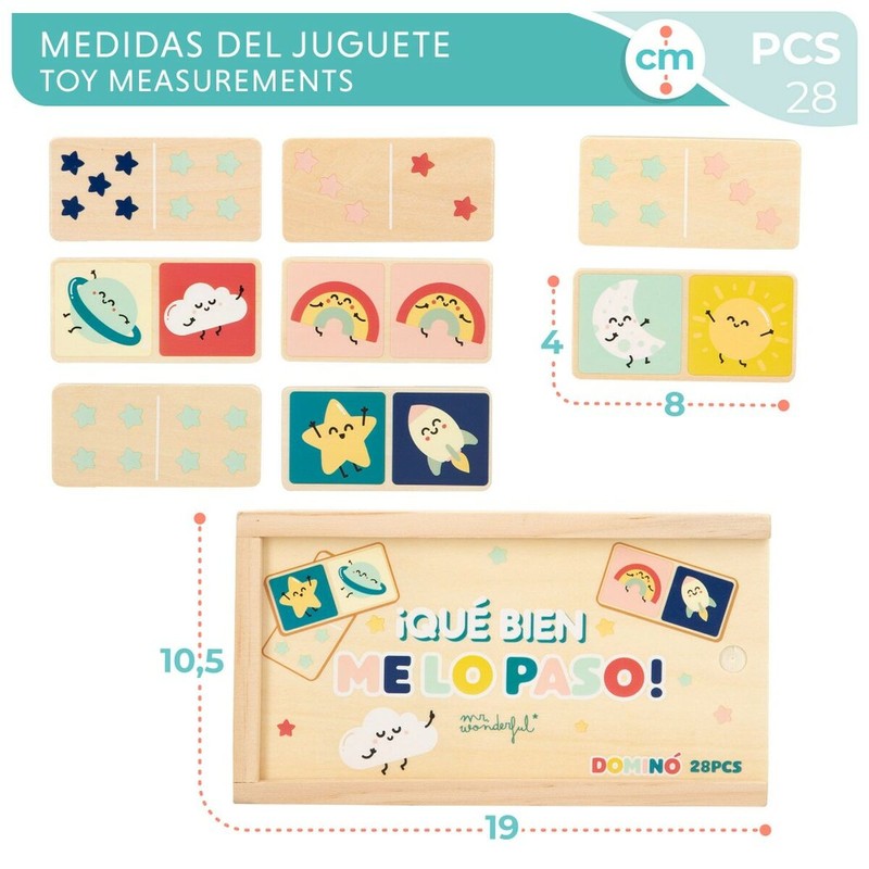 Juegos Mesa Niños: Dominó Educativo Mr. Wonderful de Madera