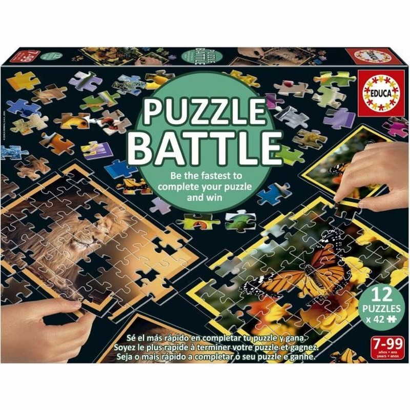 Puzzle animales niños Educa Battle Jr Natura, imagen principal con diseño de fauna.