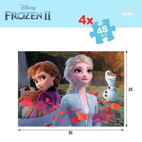 Puzzle Infantil Frozen Doble Cara 4 en 1 de 48 Piezas