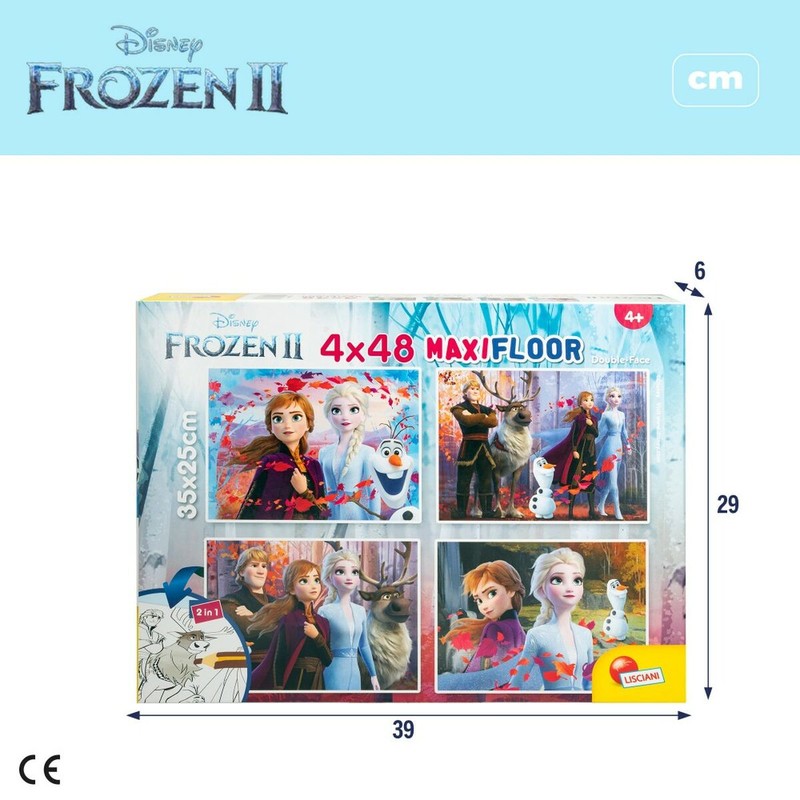 Puzzle Infantil Frozen Doble Cara 4 en 1 de 48 Piezas