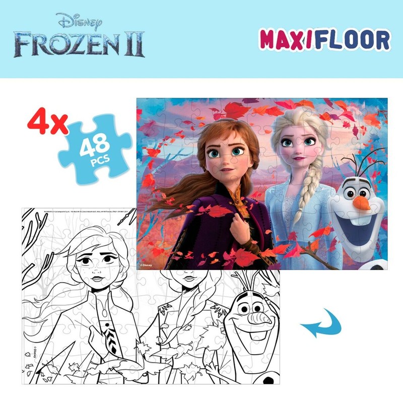 Puzzle Infantil Frozen Doble Cara 4 en 1 de 48 Piezas