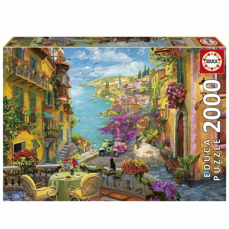 Puzzle 2000 piezas Educa Café Español montado, mostrando la escena completa