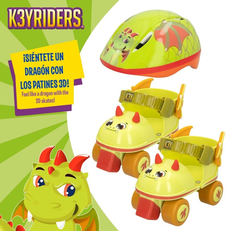 Juguetes Exterior Niños: Patines Pat Avenue Dragón Casco Ajustable (4 Unidades)