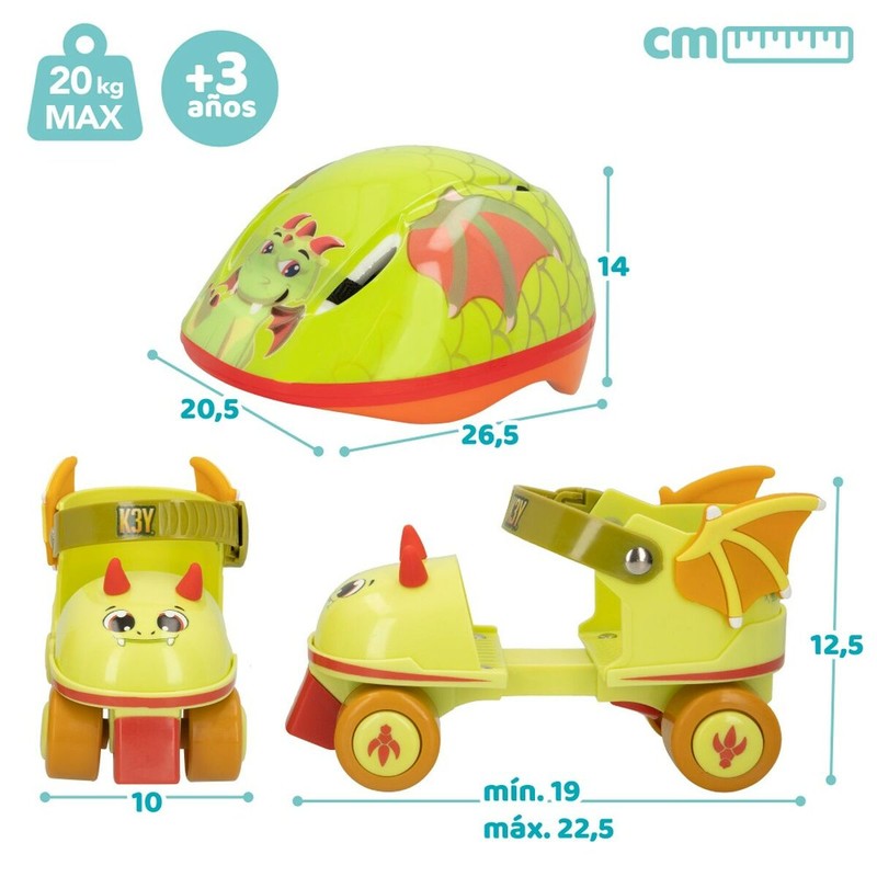 Juguetes Exterior Niños: Patines Pat Avenue Dragón Casco Ajustable (4 Unidades)