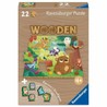 Juguetes construcción niños Ravensburger de madera, vista frontal del set de 22 piezas.