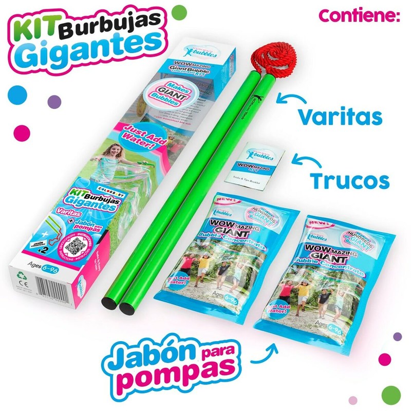 Juguetes Exterior Niños: Juego de Pompas de Jabón WOWmazing Gigantes