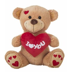 Peluches Niños: Oso I Love You Marrón 55 cm - Compra online en MegaJuguetes