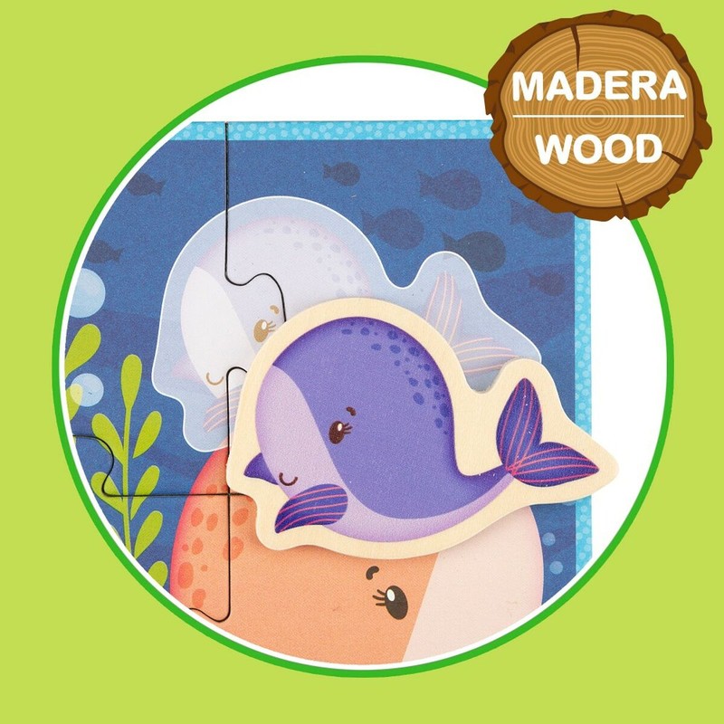 Puzzle Infantil Lisciani Giochi Animales de Madera Montessori
