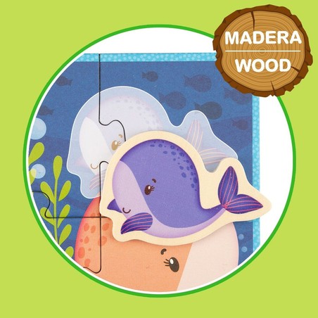 Puzzle Infantil Lisciani Giochi Animales de Madera Montessori