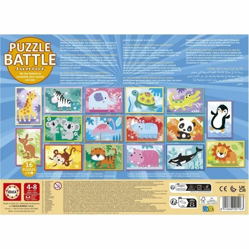 Niño montando bloques construcción infantiles puzzle animales