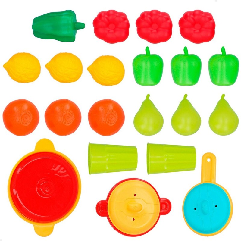 Juego Simbólico Niños AquaSport: Set de Alimentos y Menaje de Cocina 24 Piezas