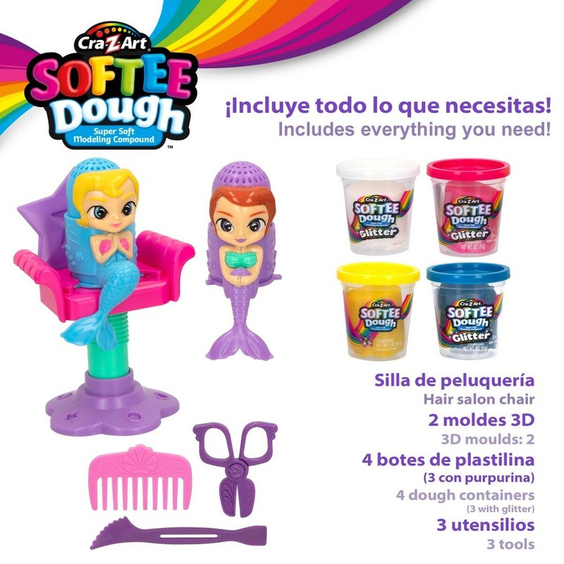 Manualidades Niños Cra-Z-Art: Juego Plastilina Pelo Sirenas (4 Uds)