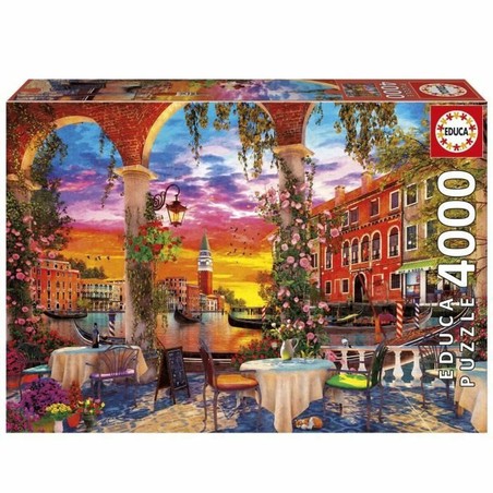 Puzzle Venecia 4000 Piezas con góndolas y canales al atardecer.