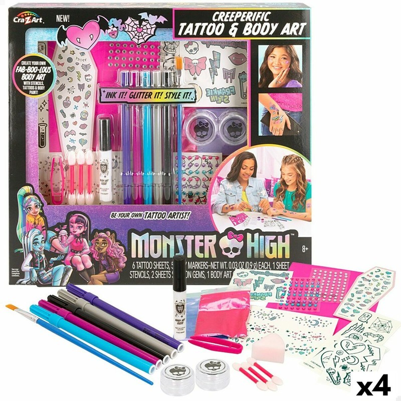 Manualidades Niños: Estudio de Moda Monster High con Tatuajes Temporales - Compra online en MegaJuguetes