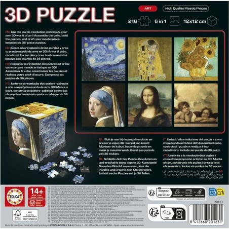 Juego de mesa educativo: Puzzle Arte en Cubo con múltiples retos para niños de +6 años.