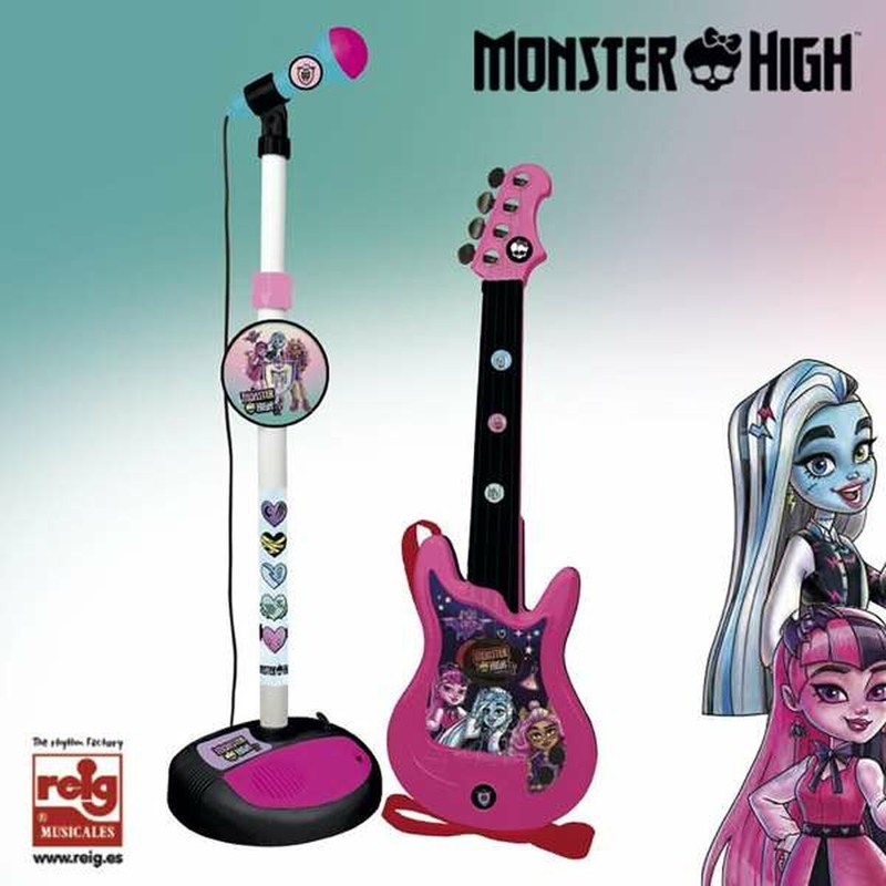 Juguetes Musicales Niños: Guitarra Infantil Monster High con Micrófono Karaoke