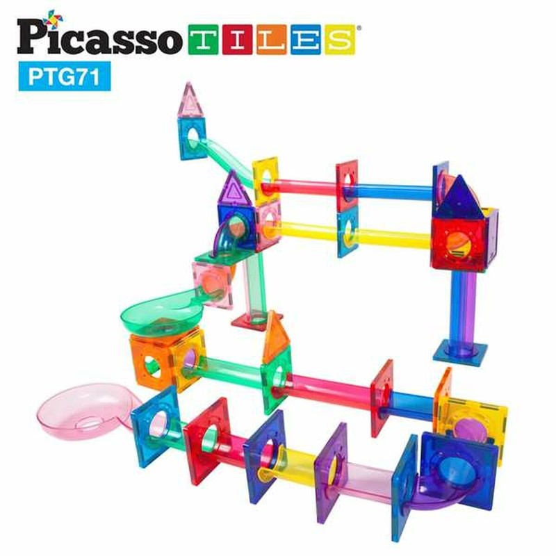 Set construcción educativo - Niña jugando con pista de canicas Cefatoys