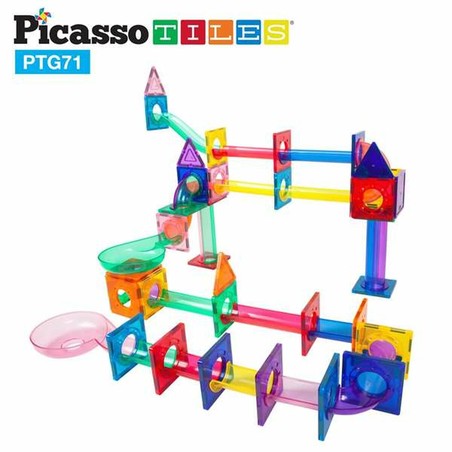 Set construcción educativo - Niña jugando con pista de canicas Cefatoys