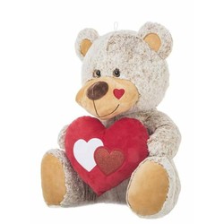 Peluches Niños: Oso Corazón Beige Grande 60 cm - Compra online en MegaJuguetes