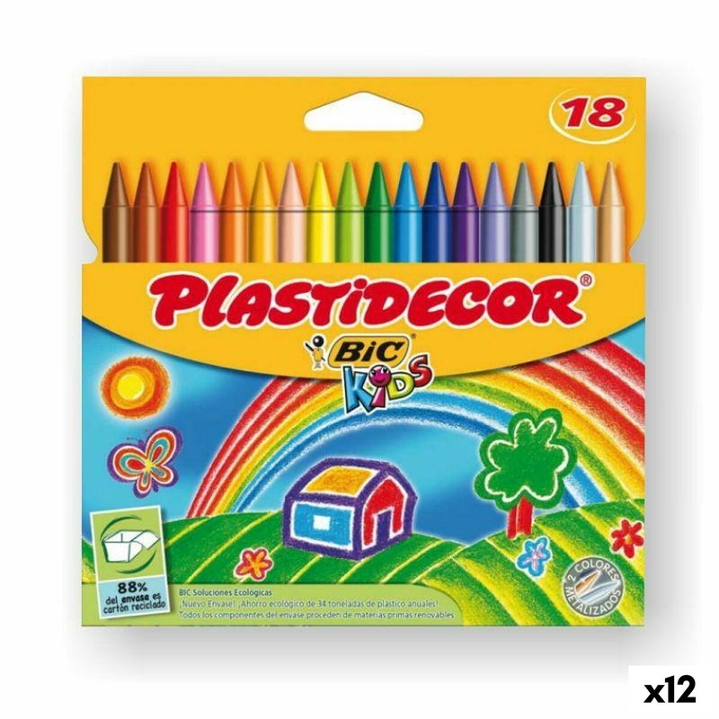 Manualidades Niños: Ceras Plastidecor Multicolor (12 Unidades) - Compra online en MegaJuguetes