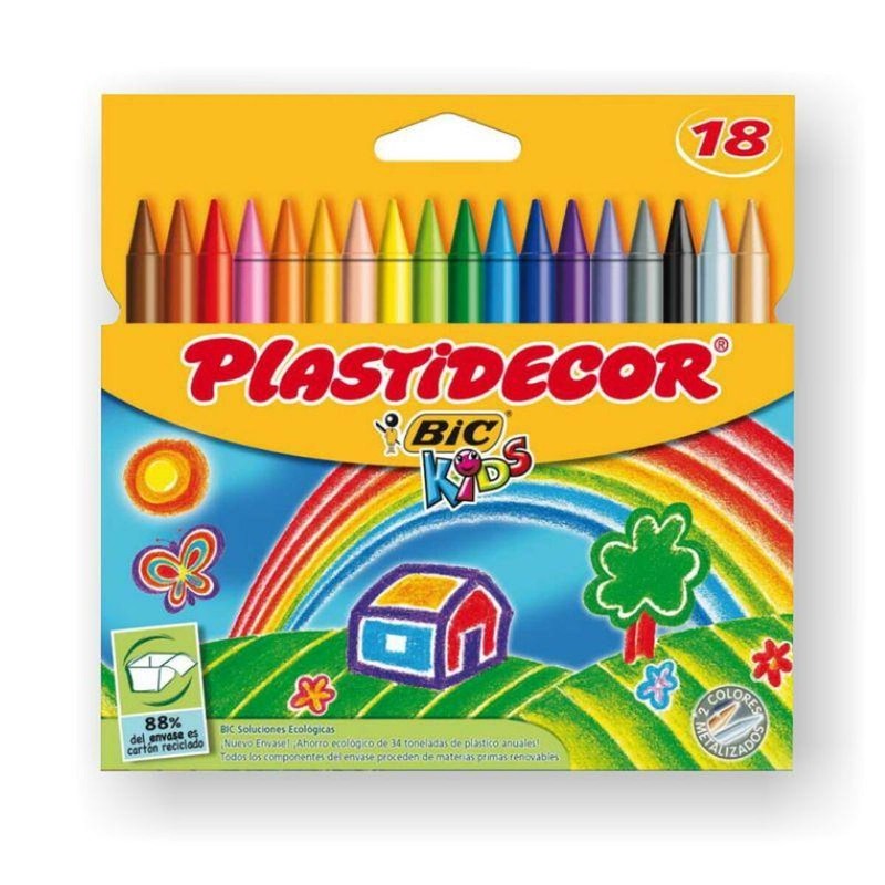 Manualidades Niños: Ceras Plastidecor Multicolor (12 Unidades)