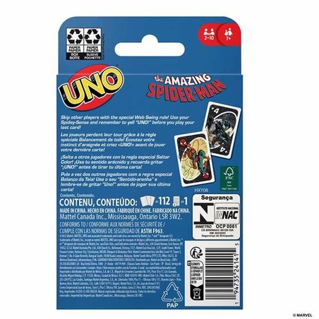 Juegos Mesa Niños: Juego de Cartas UNO Spiderman Mattel