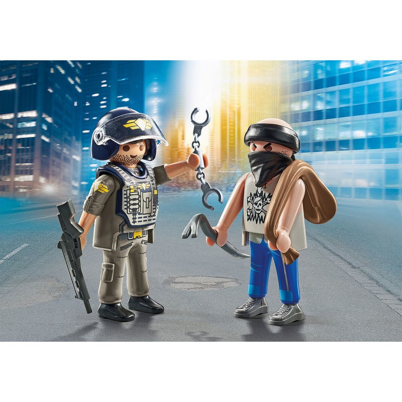 Figuras Acción Niños Playmobil Playset Policía Ladrón