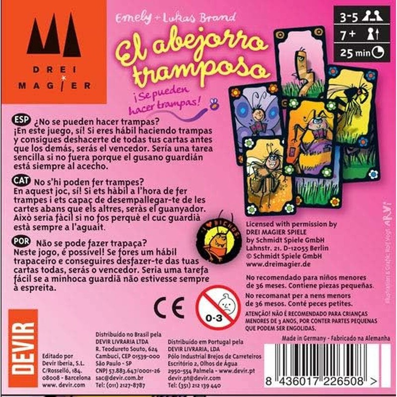 Juegos Mesa Niños: Devir El Abejorro Tramposo - Juego de Cartas Familiar