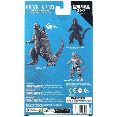 Escena de batalla imaginaria con figura Godzilla, no un bloque construcción infantil