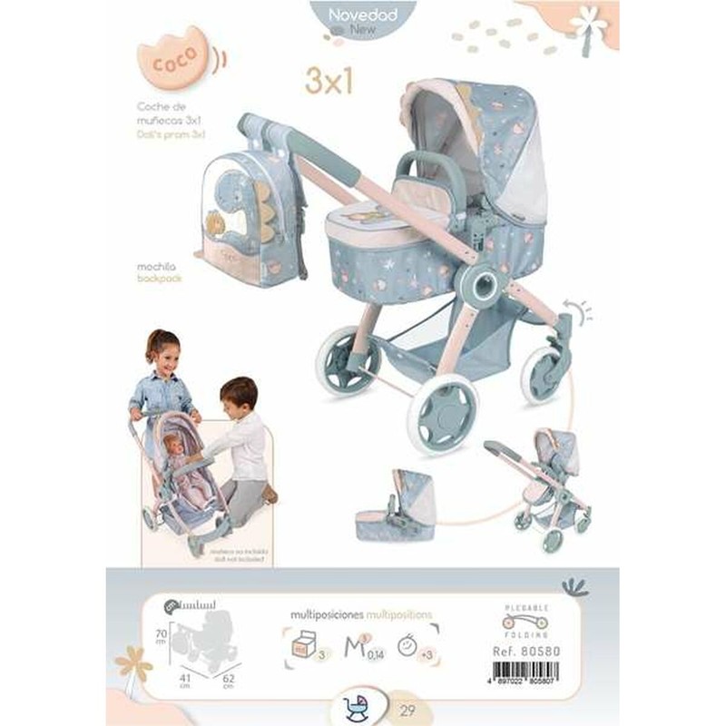 Muñecas Niñas - Carrito Decuevas Coco Plegable 3 en 1