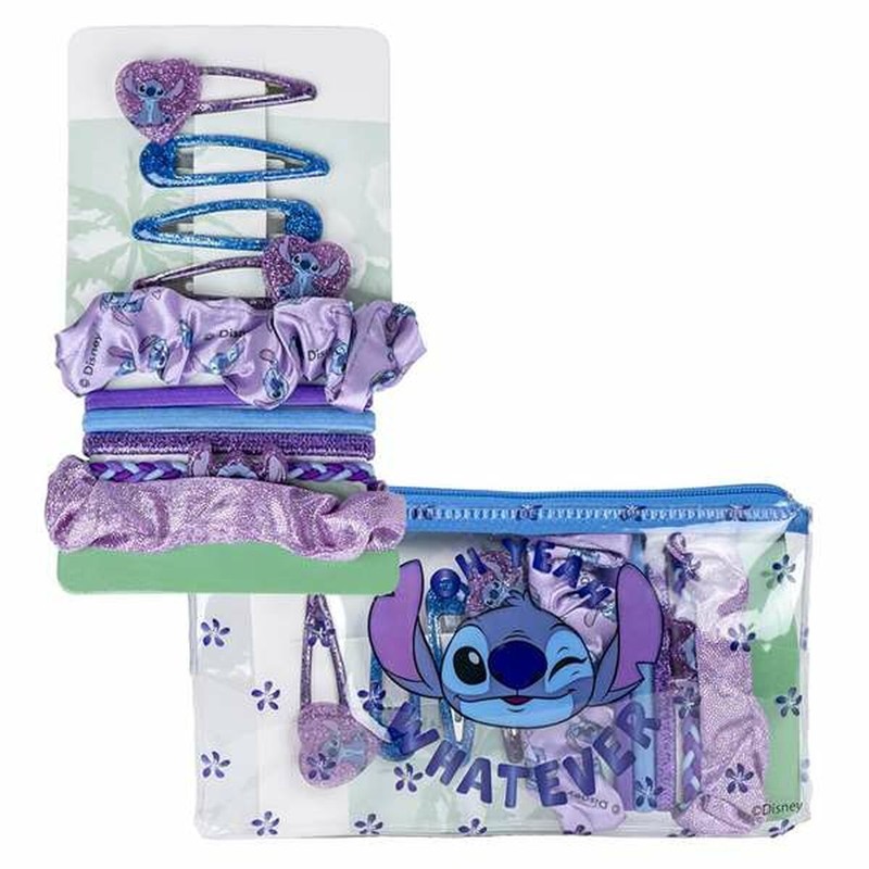 Accesorios Pelo Stitch Azul Morado 10 Piezas