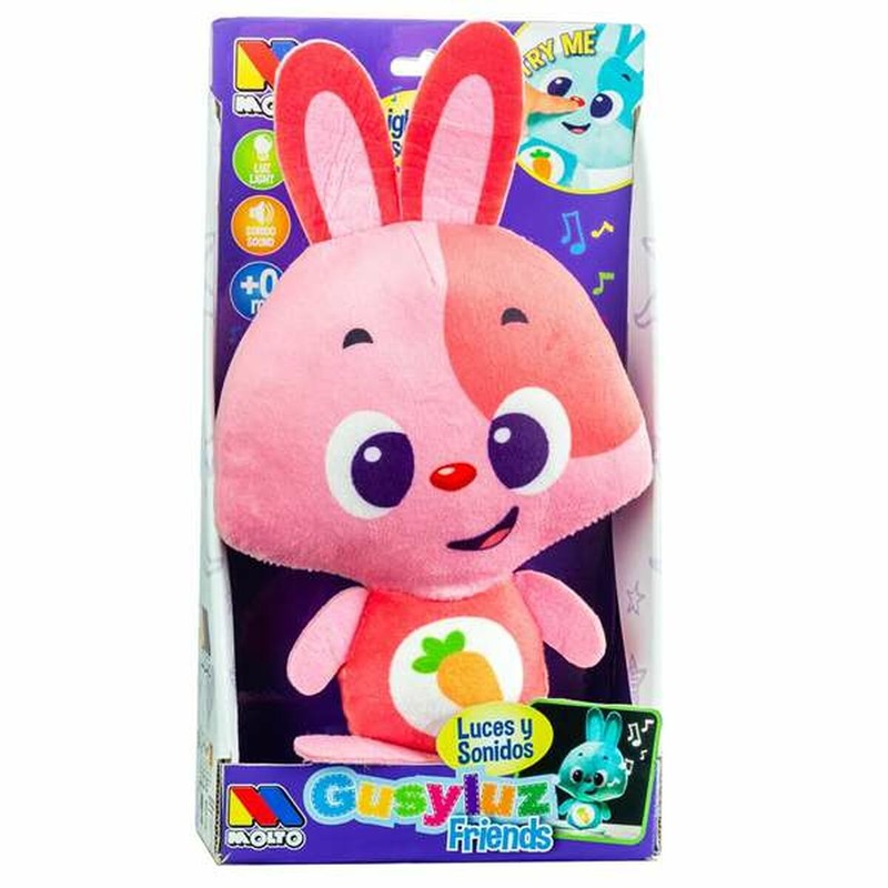 Peluches Niños Moltó Gusy luz Baby Bunny Rosa con Sonido