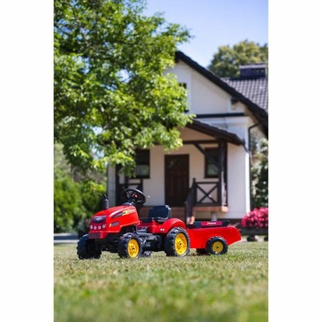 Juguetes Exterior Niños: Tractor a Pedales Falk Rojo con Remolque
